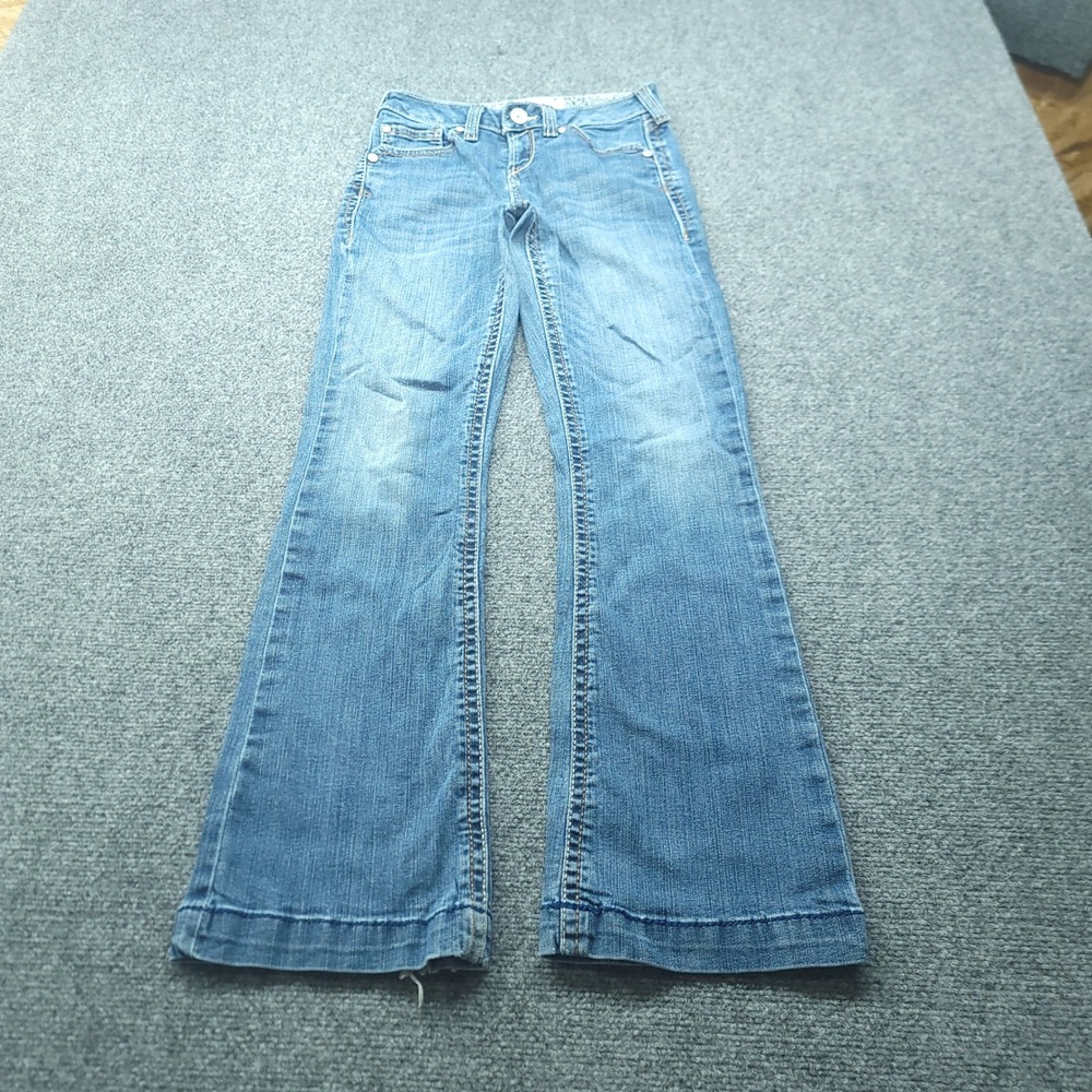 Ariat REAL Mid Rise Pacific Trouser Jeans Medium Wash Denim Wide Leg Kids Sz 14